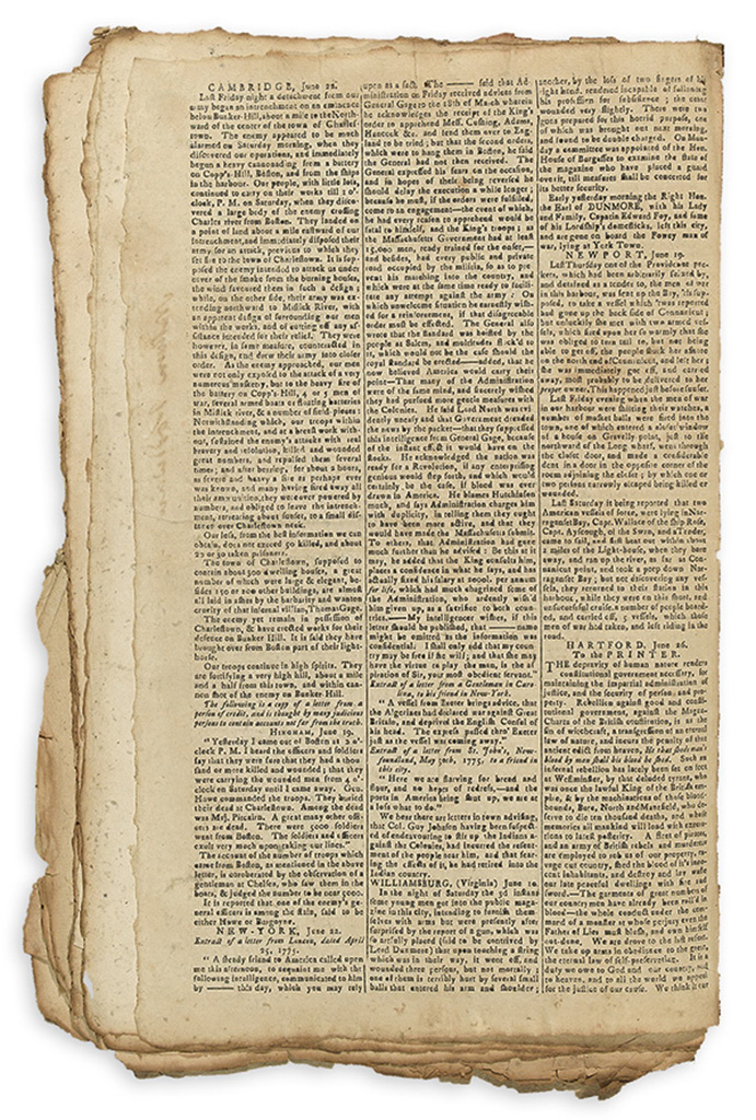 (AMERICAN REVOLUTION.) Bound volume of the Connecticut Journal featuring the Tea Party and Bunker Hill.